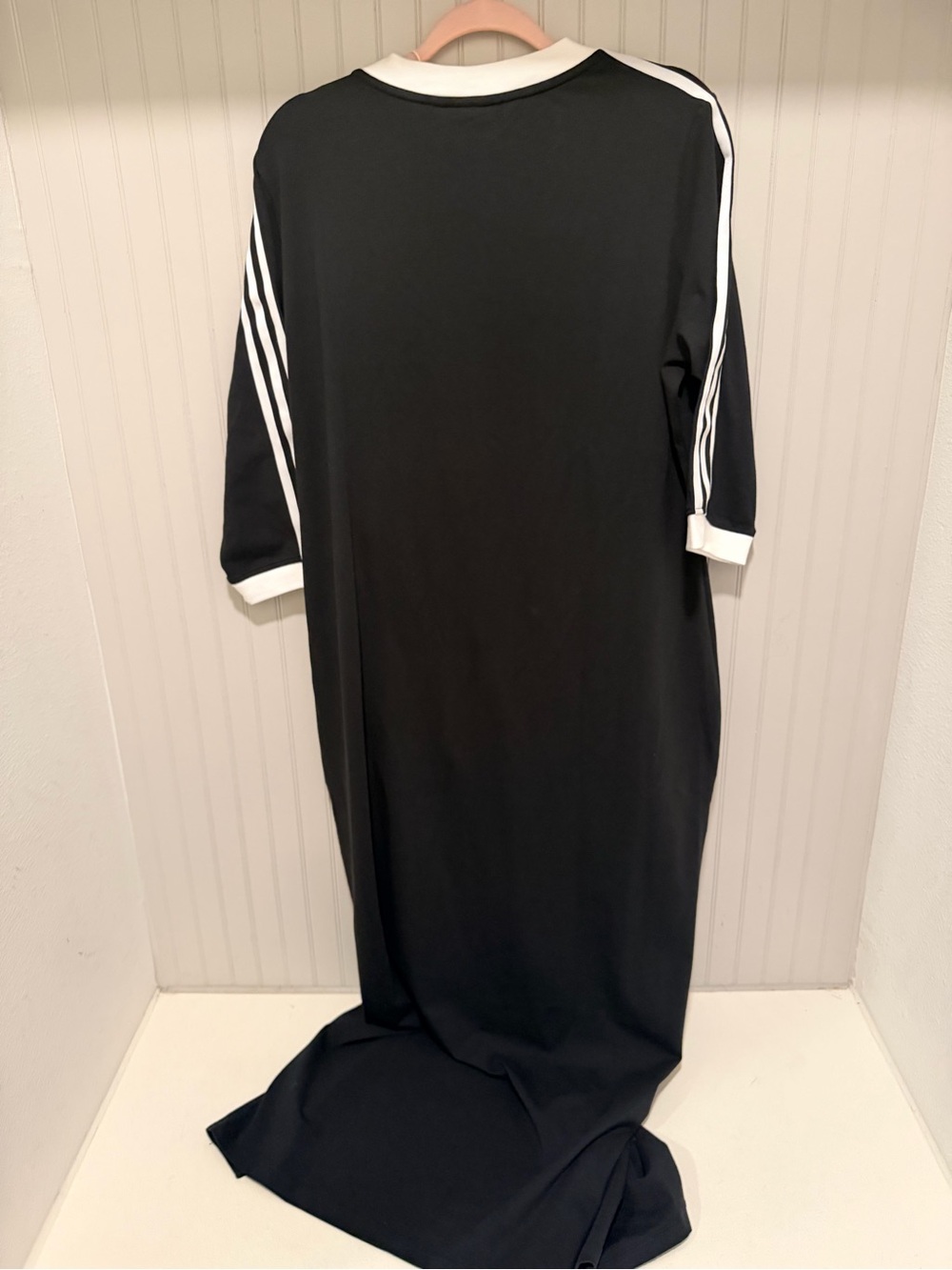 adidas Black Maxi Dress with White Trim and Side Slit - Picture 3 of 5